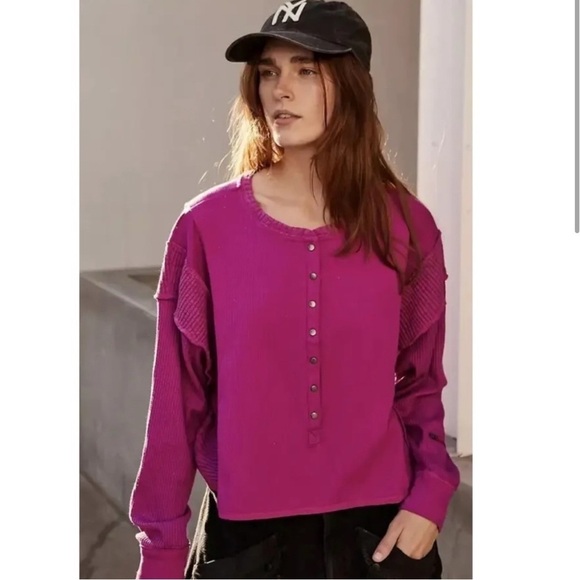 FP by Free People Movement | Back to Me Snap Layer Henley Pullover - Picture 1 of 12
